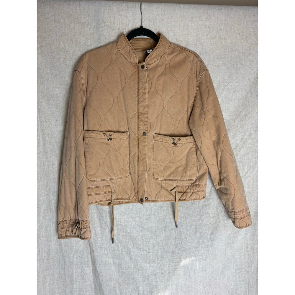 Joie Quilted Full Zip Beige Bomber Jacket Size M